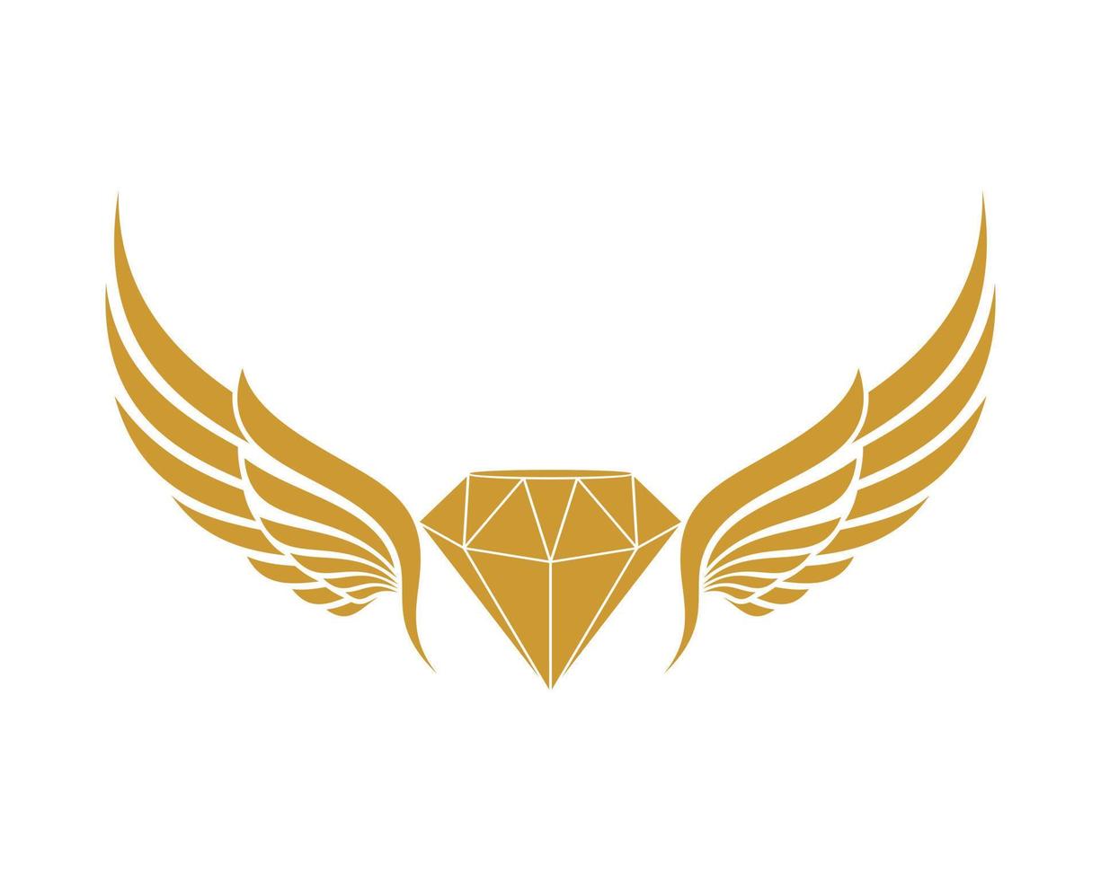 Wings with diamond on the middle vector