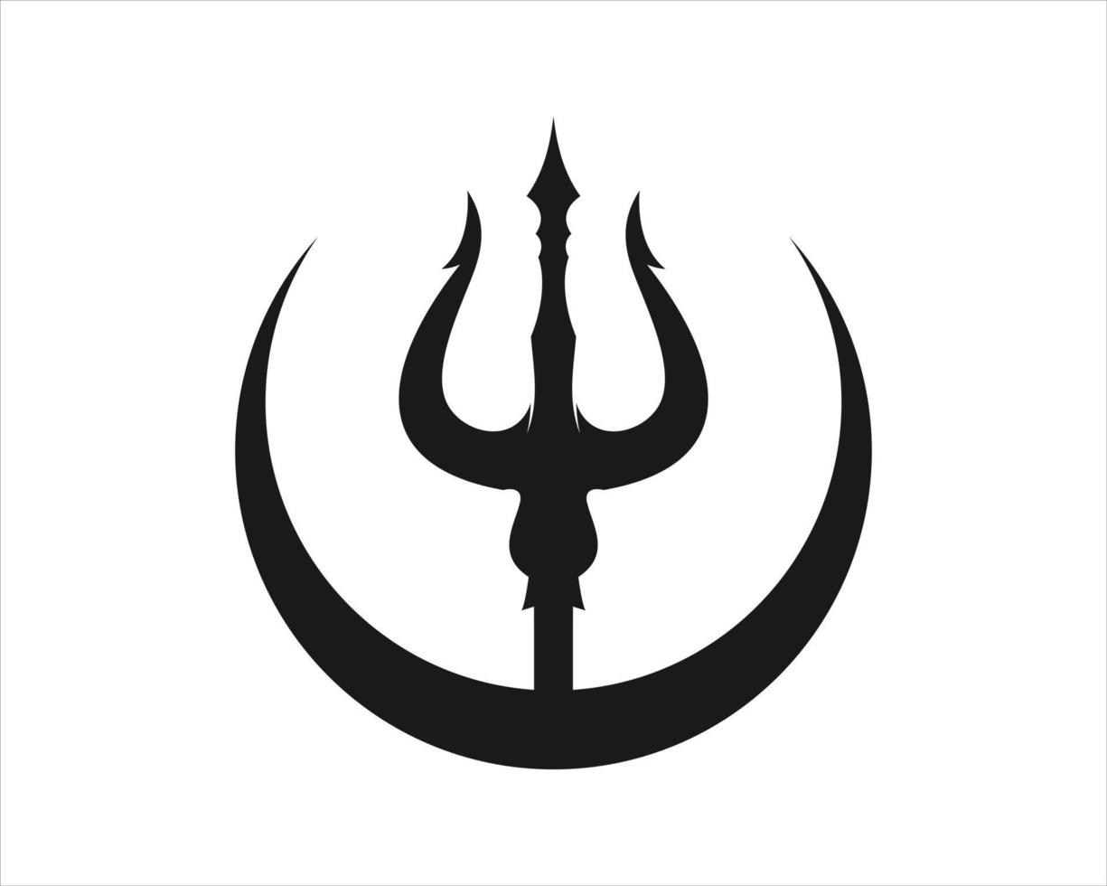 Circle shape with trident inside vector