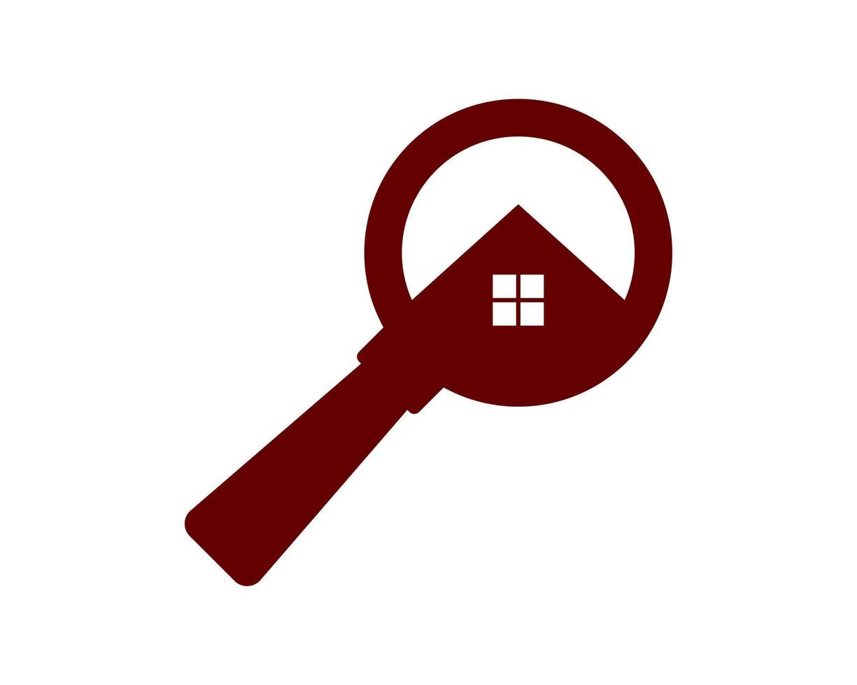 Magnifying glass with house inside vector