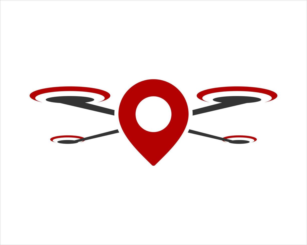 Drone with location pin inside vector