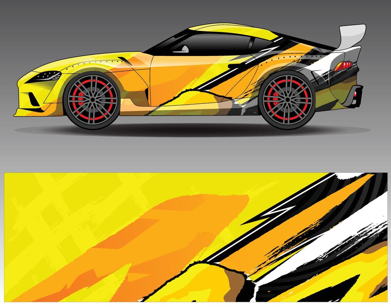 vector de diseño de envoltura de coche. Diseños de kits de fondo de carreras de franjas abstractas gráficas para envolver vehículos carrera de autos rally aventura y librea