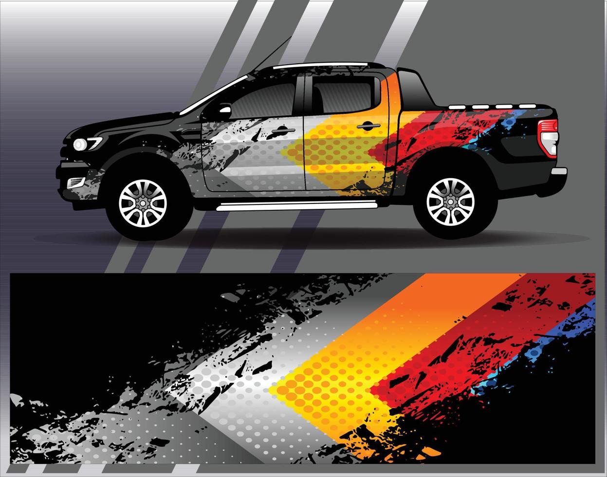 Car wrap design vector. Graphic  abstract stripe racing background kit designs for wrap vehicle  race car  rally  adventure and livery vector