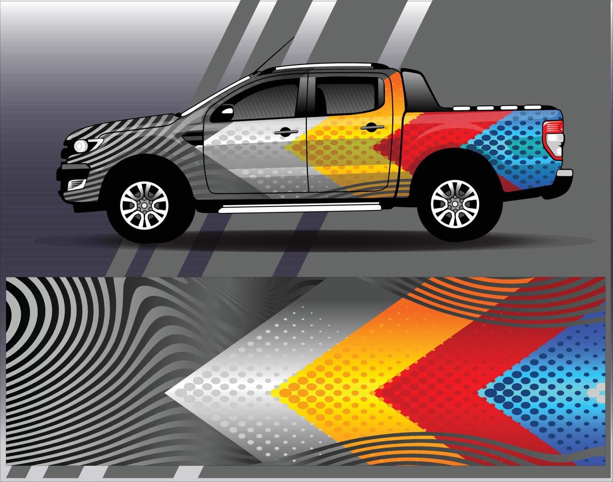 Car wrap design vector. Graphic  abstract stripe racing background kit designs for wrap vehicle  race car  rally  adventure and livery vector