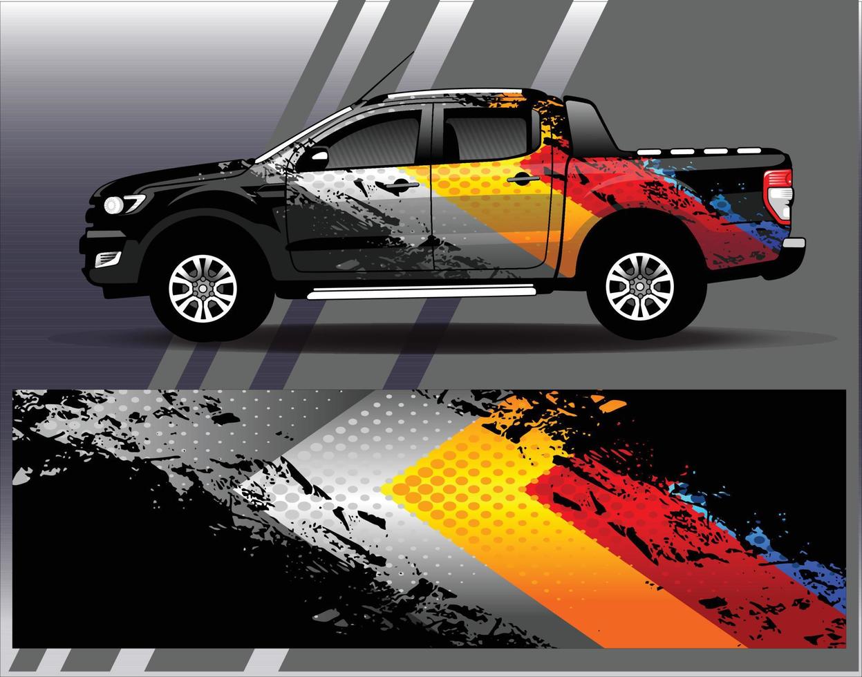 Car wrap design vector. Graphic  abstract stripe racing background kit designs for wrap vehicle  race car  rally  adventure and livery vector