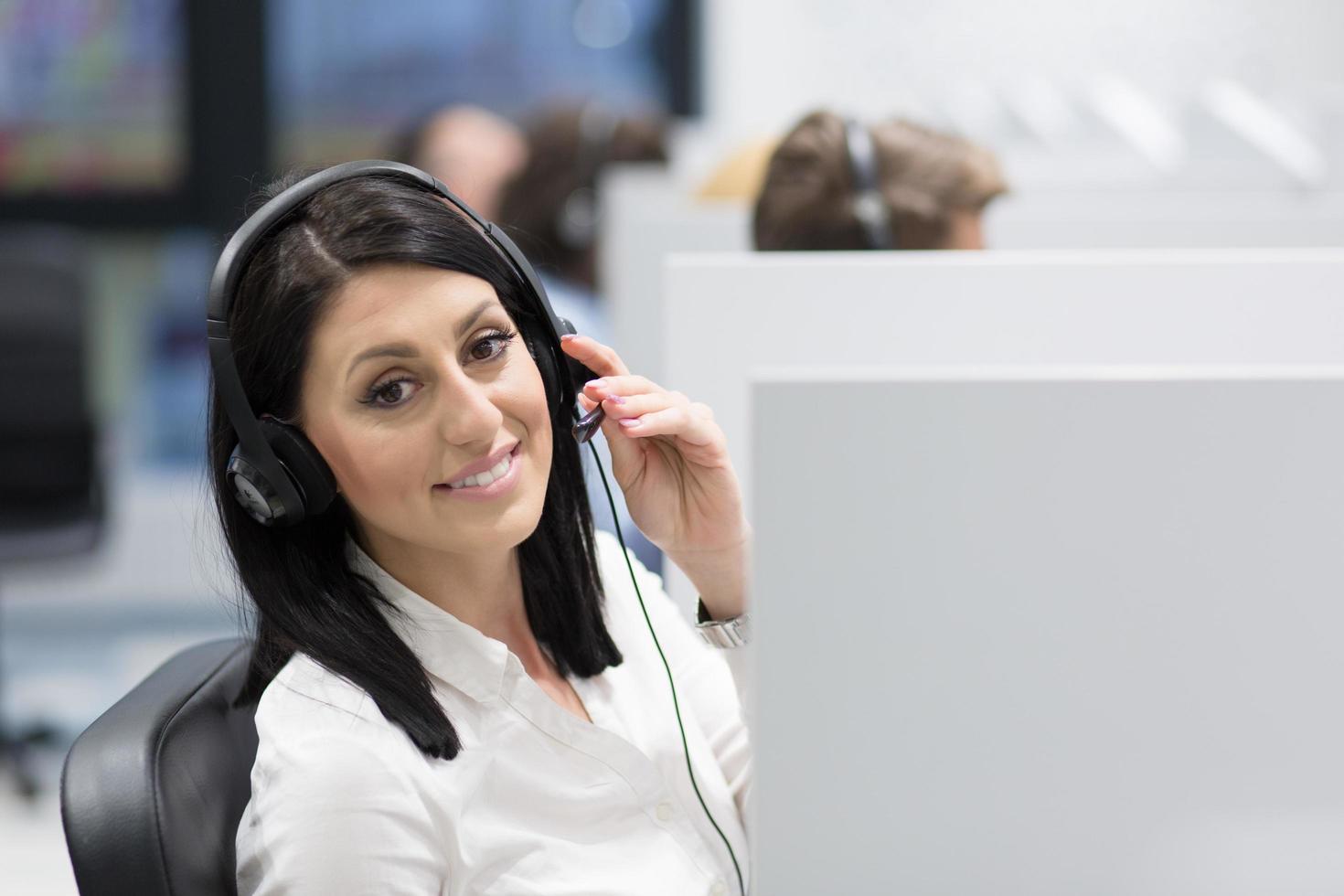 female call centre operator doing her job photo