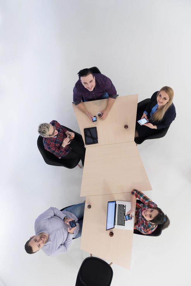 aerial view of business people group on meeting photo