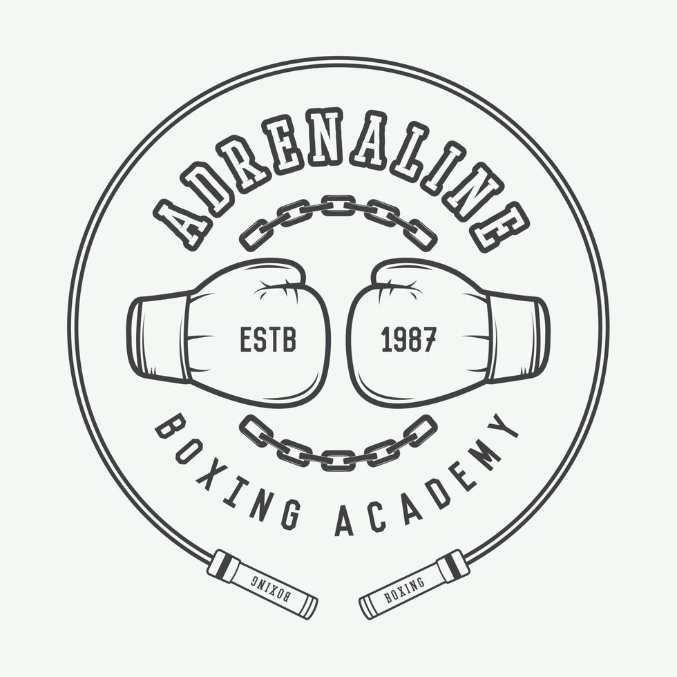 Boxing and martial arts logo, badge or label in vintage style. Vector illustration