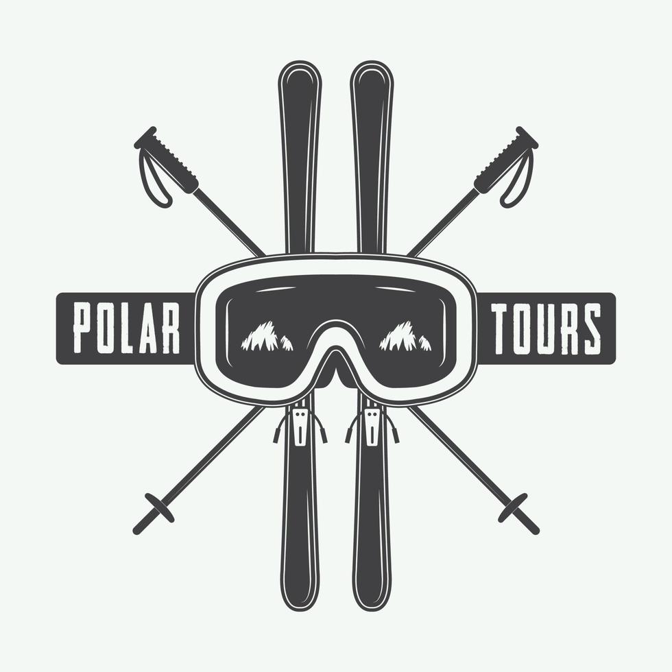 Vintage mountaineering and arctic expeditions logos, badges, emblems and design elements. Vector illustration