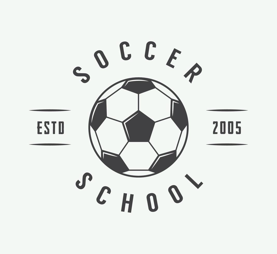 Vintage soccer or football logo, emblem, badge. Vector illustration