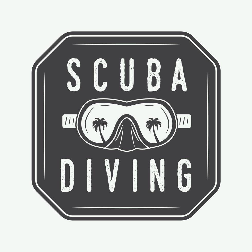 logo de buceo, etiqueta en estilo vintage. ilustración vectorial vector