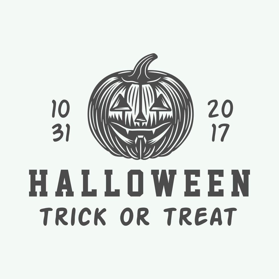 logotipo retro vintage de halloween, emblema, insignia, etiqueta, marca, patche monocromática ilustración de arte gráfico vectorial vector