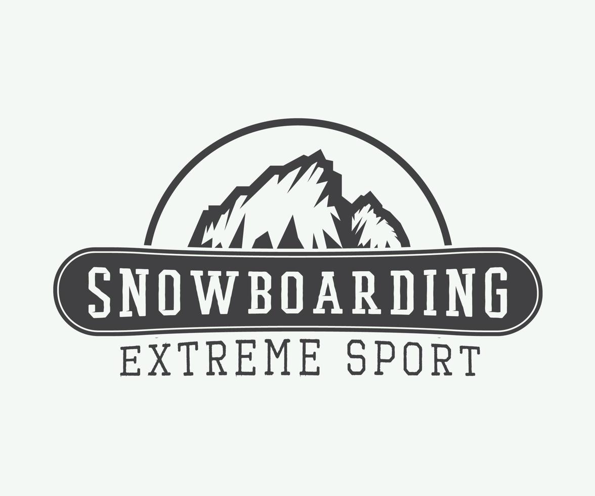 elementos de logotipo, insignia, emblema y diseño de snowboard vintage. ilustración vectorial vector