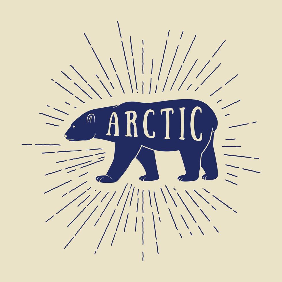 Vintage arctic white bear with slogan. Vector illustration