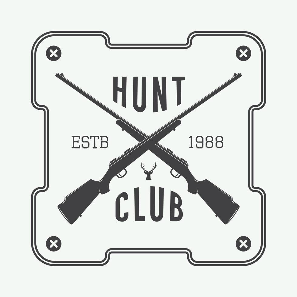 Vintage hunting label, logo or badge and design elements. Vector illustration