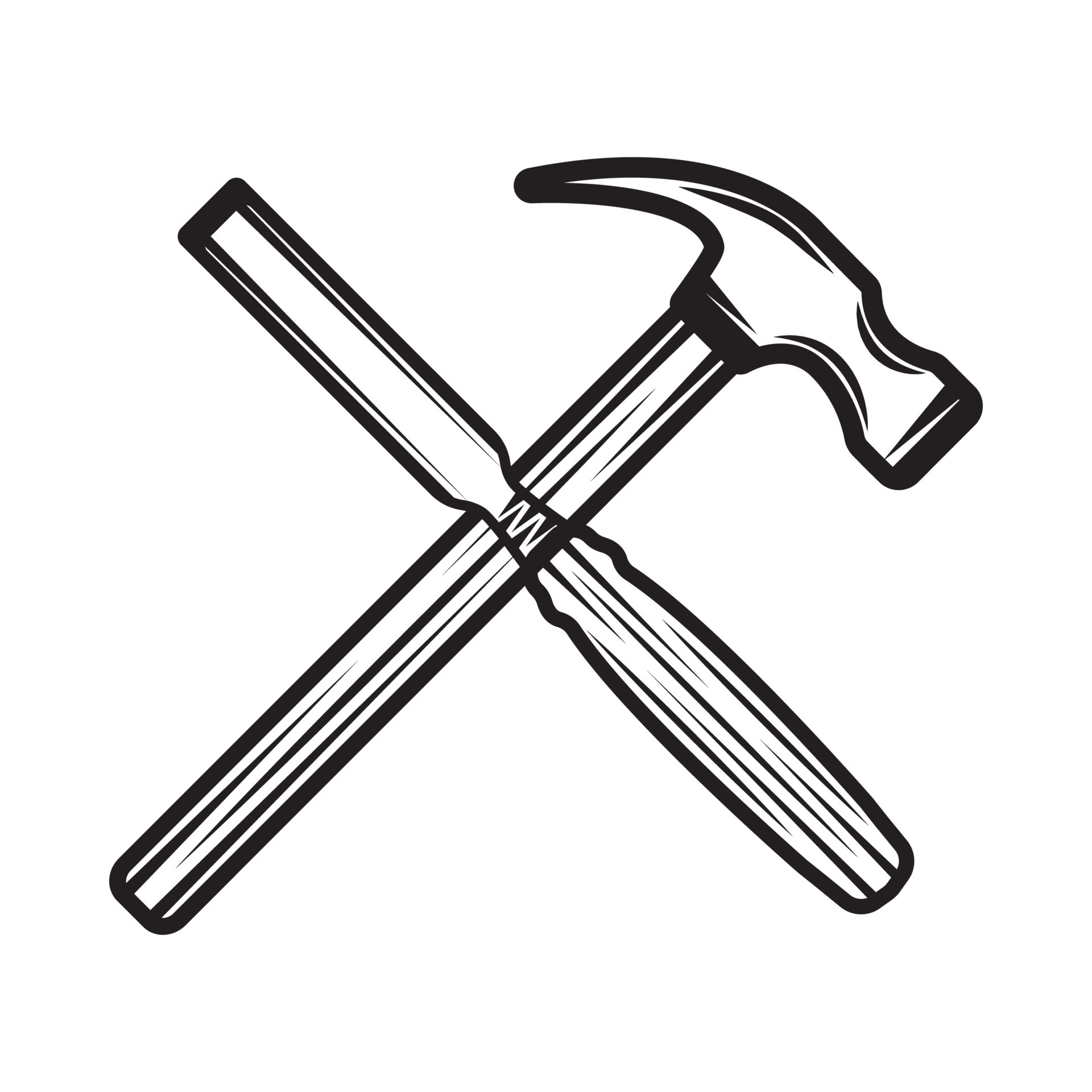 subtraktion fravær Hvor Vintage carpentry woodword mechanic hammer chisel cross. Can be used like  emblem, logo, badge, label. mark, poster or print. Monochrome Graphic Art.  Vector 12116774 Vector Art at Vecteezy