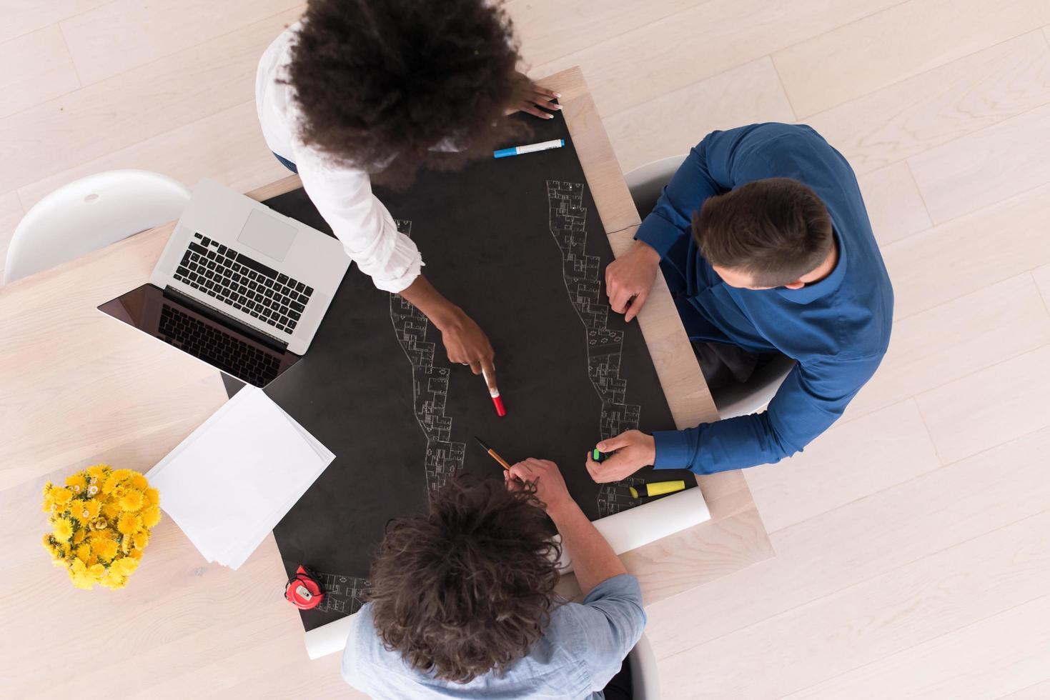 top view of Multiethnic startup business team on meeting photo