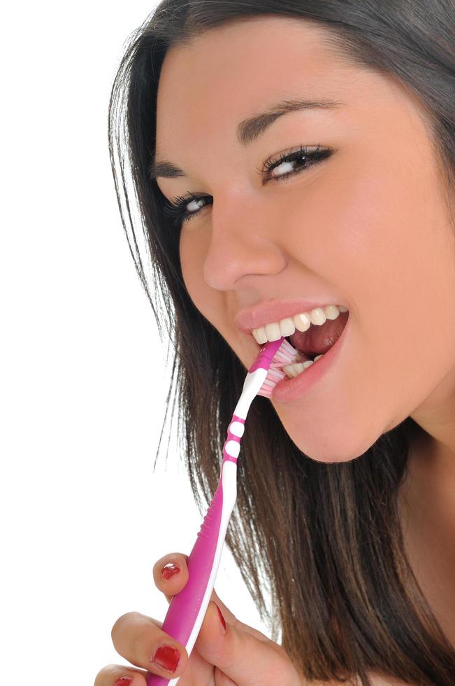 mujer cuidado dental foto