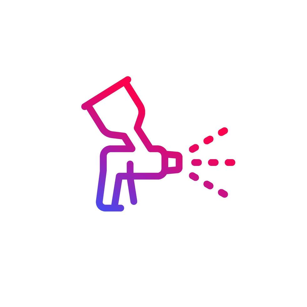 spray gun icon, paint sprayer line vector