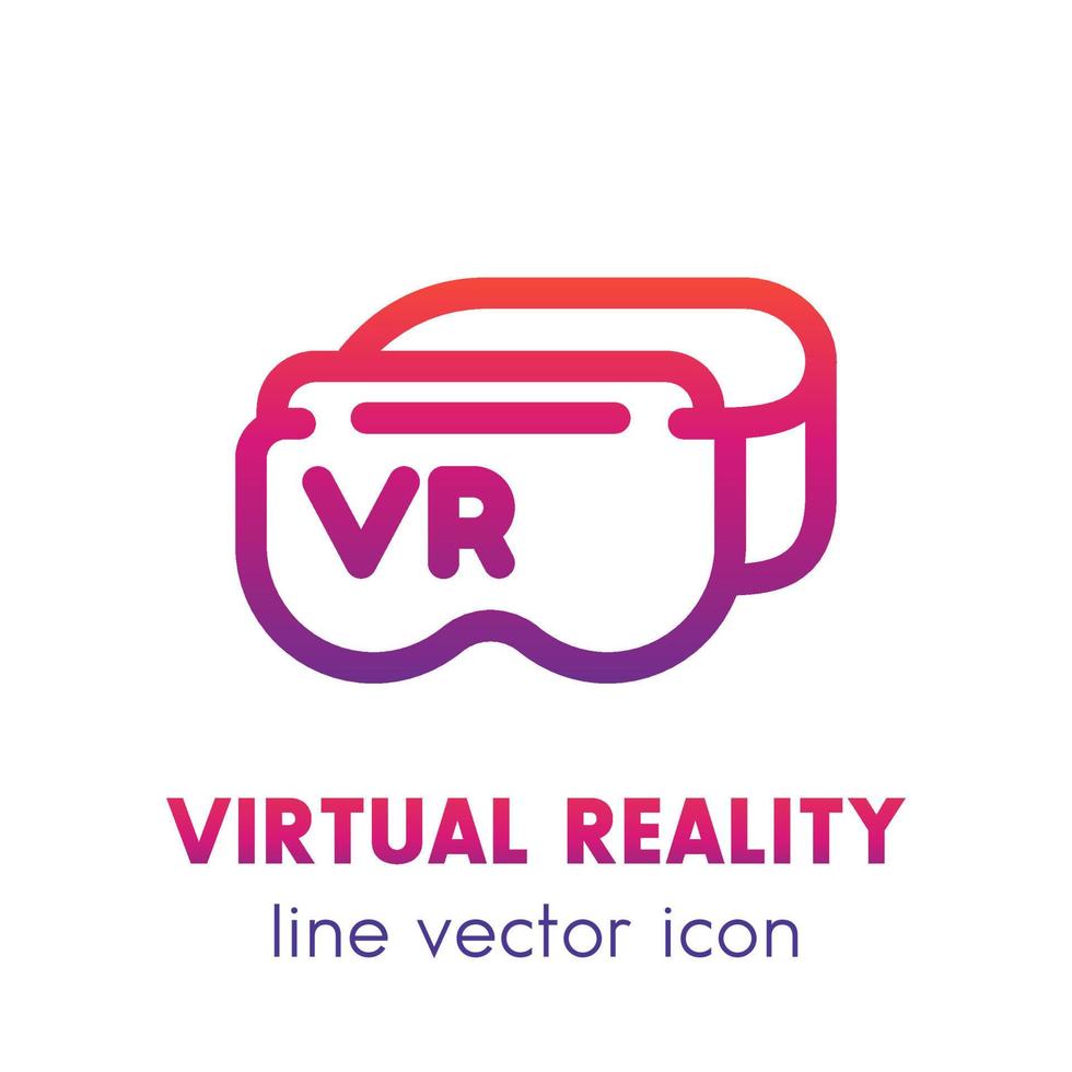 icono de línea de auriculares de realidad virtual, gafas vr sobre blanco, ilustración vectorial vector