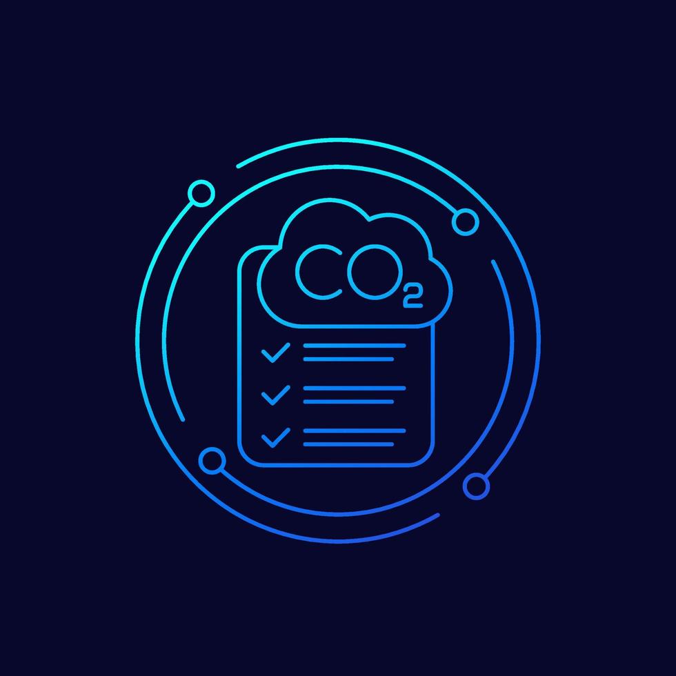 co2 gas, carbon dioxide line vector icon with a checklist