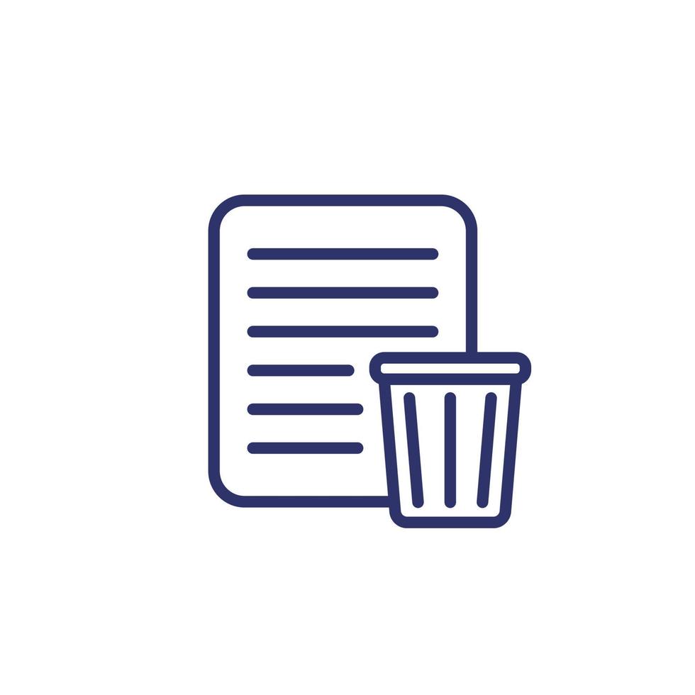 document and trash bin line icon vector