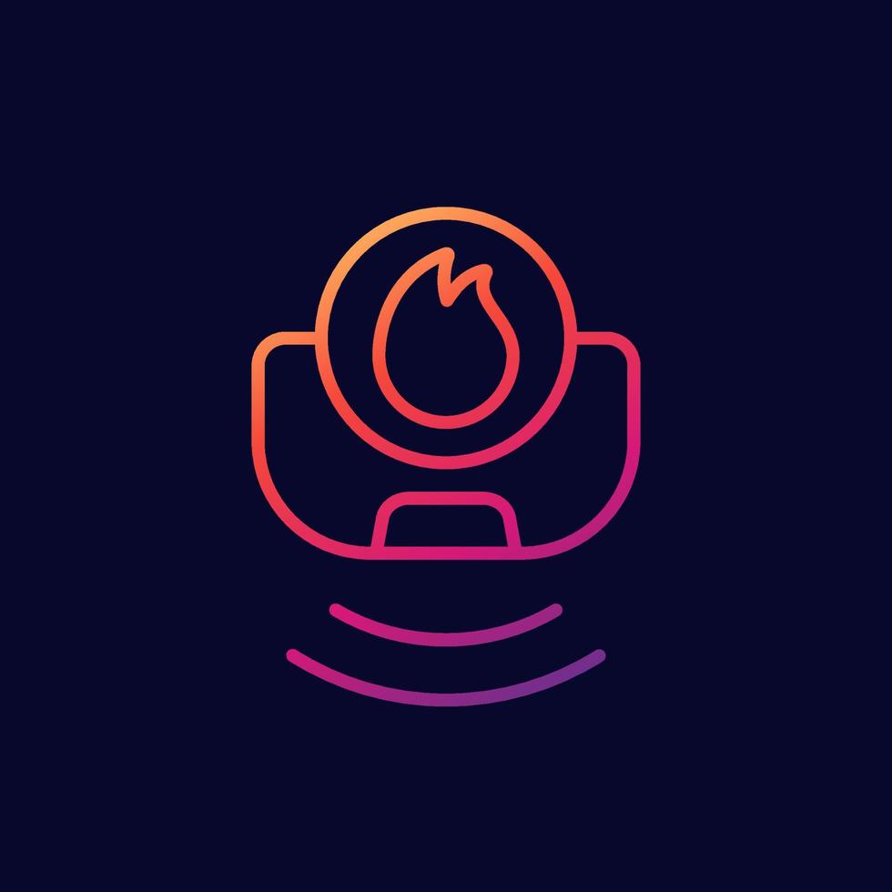 Fire detector, smoke sensor line icon, vector