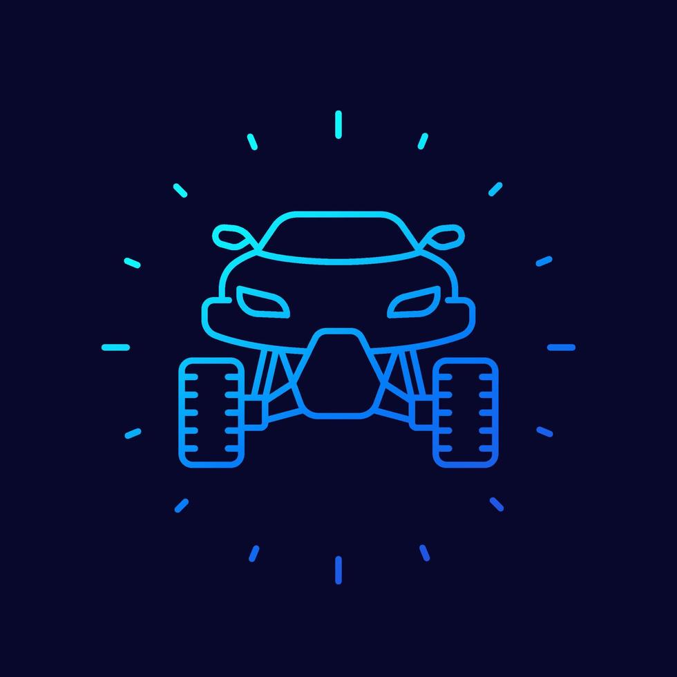 icono de utv, vista frontal, diseño lineal vector