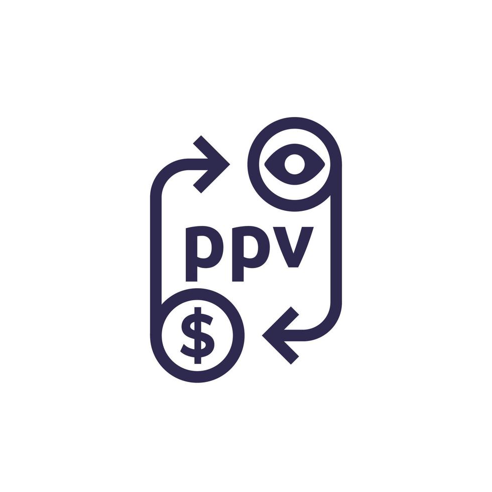 icono de ppv, pago por evento vector
