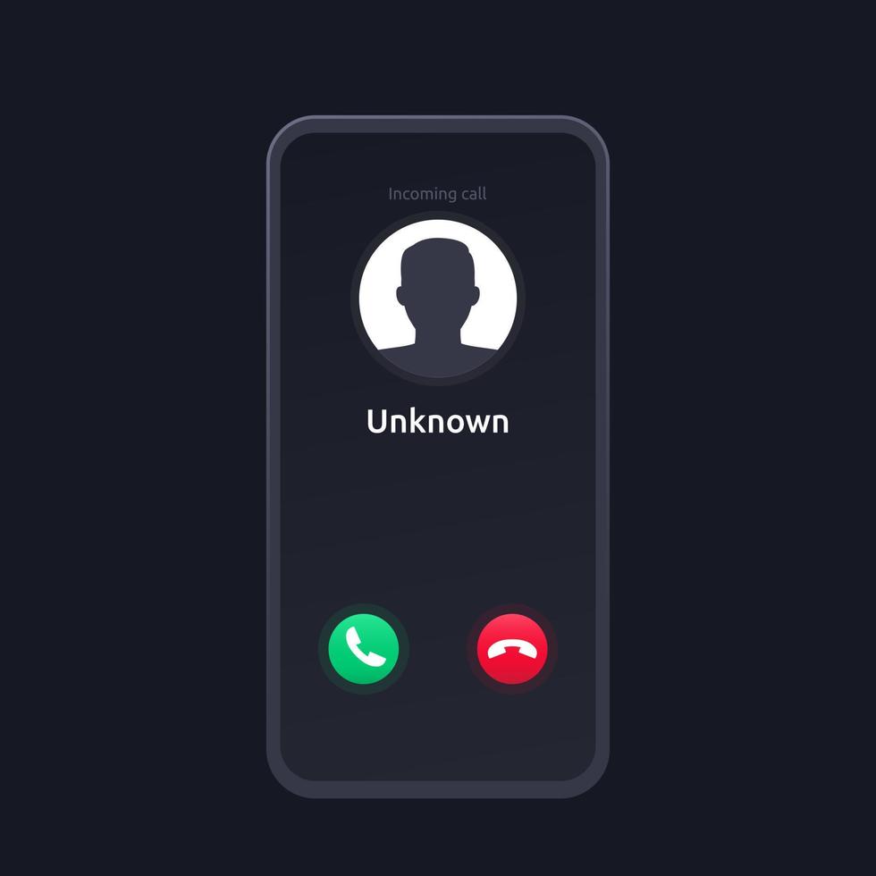 unknown caller, scam phone call, vector interface design