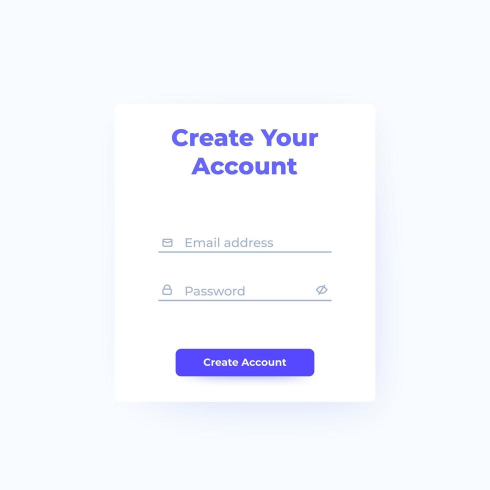 crear formulario de cuenta, diseño de interfaz de usuario, interfaz vectorial vector