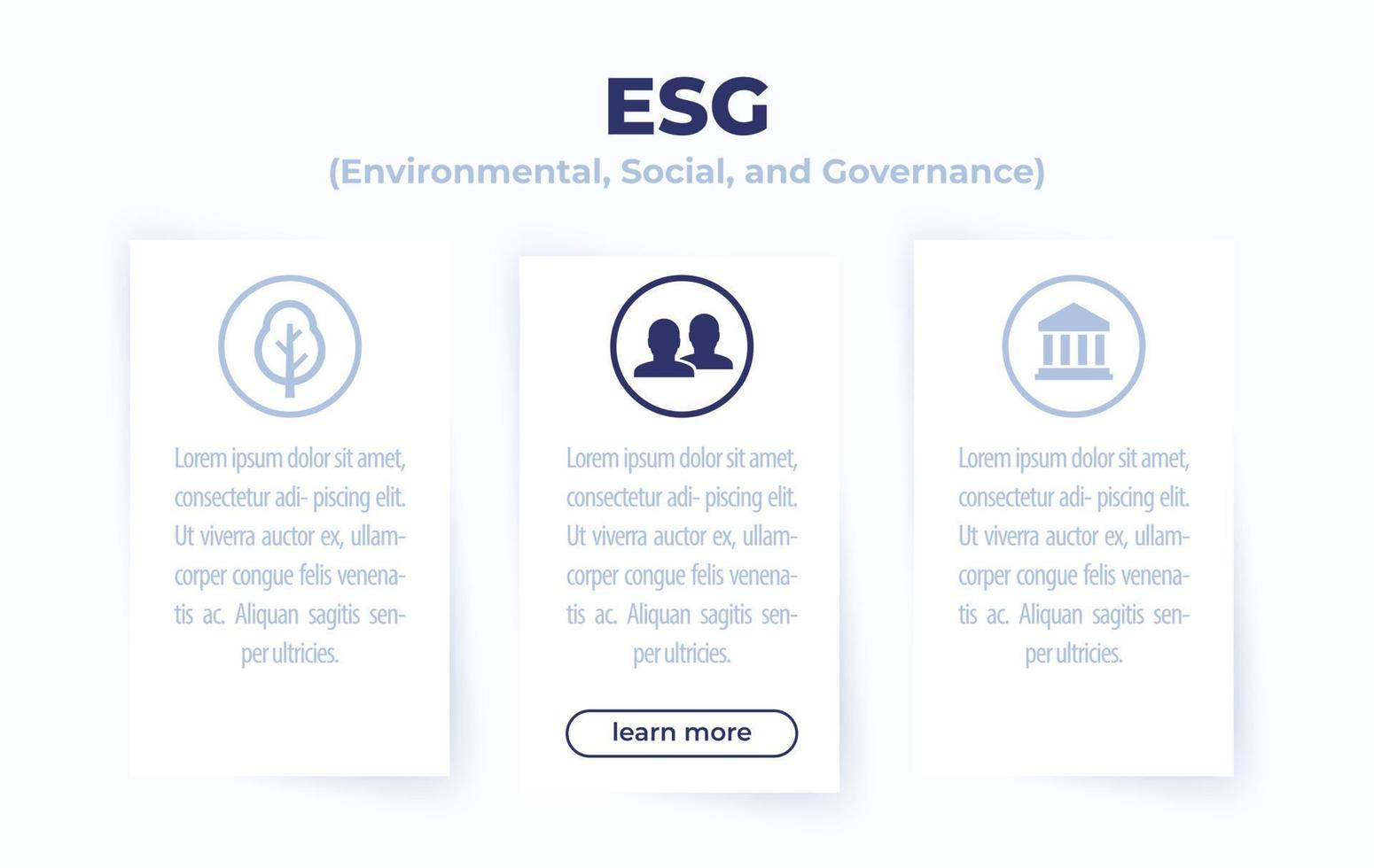 ESG, Environmental, social governance banners vector