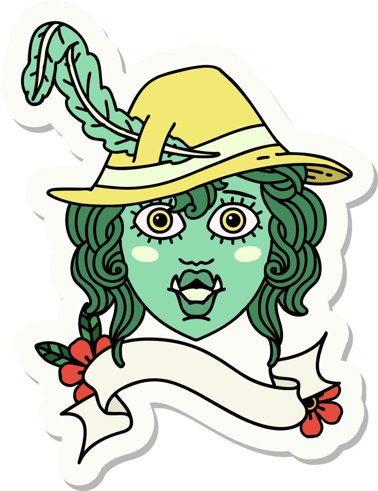 orc bard character  sticker vector