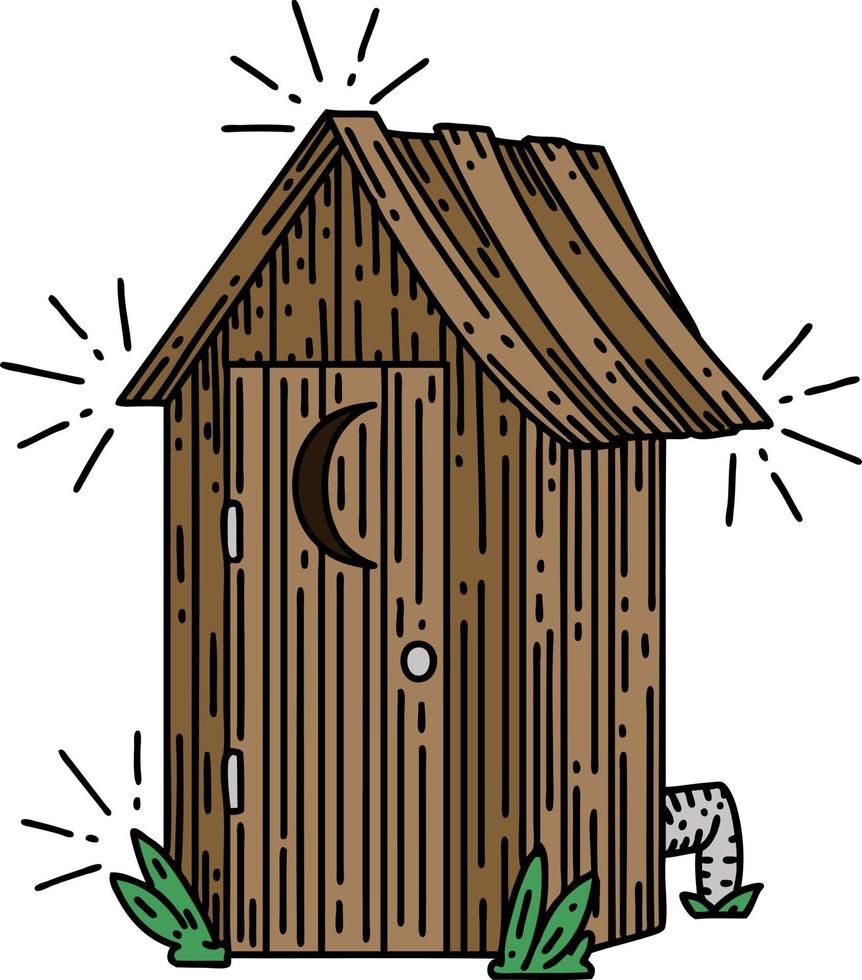 traditional tattoo style outdoor toilet vector