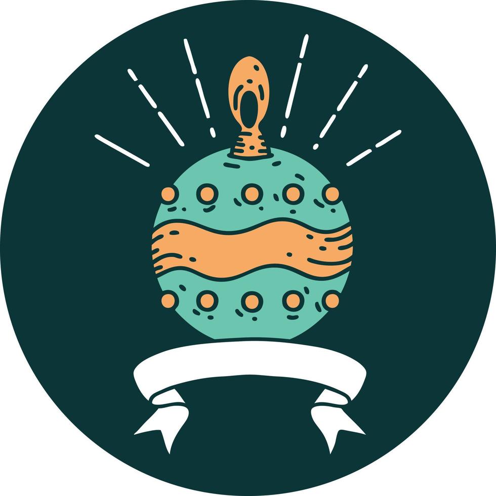 icon of tattoo style christmas ornament vector