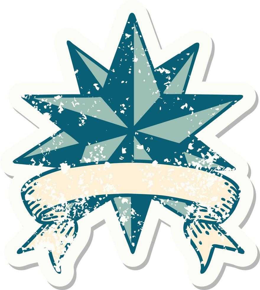 grunge sticker with banner of a star vector