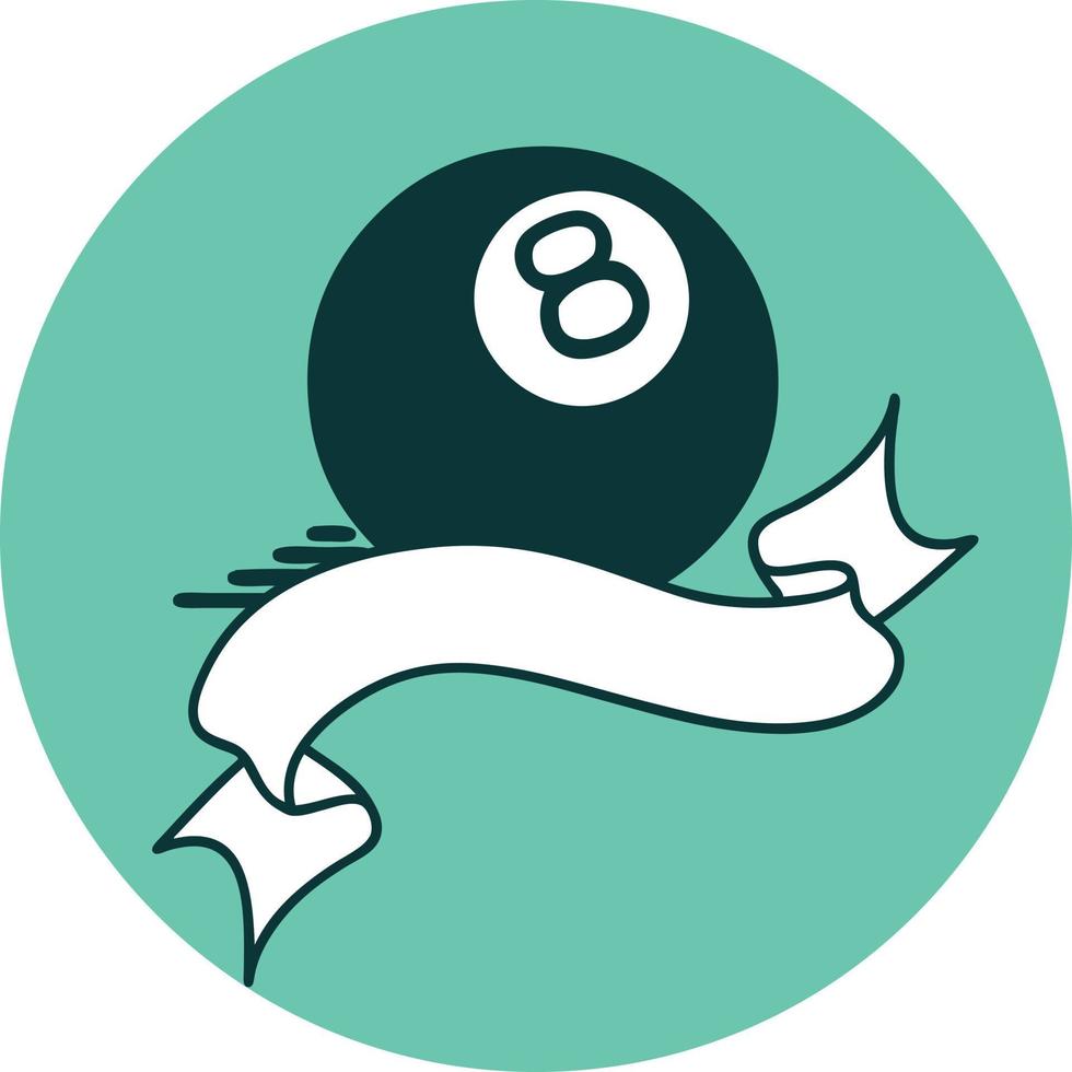 icon with banner of a 8 ball vector