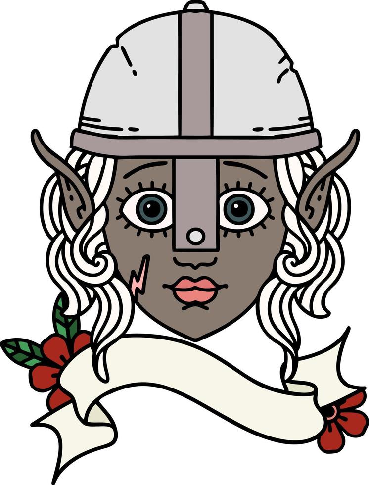 elf fighter character face illustration vector