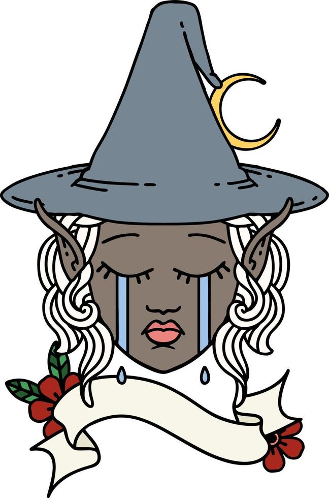 ilustración de cara de personaje de mago duende triste vector