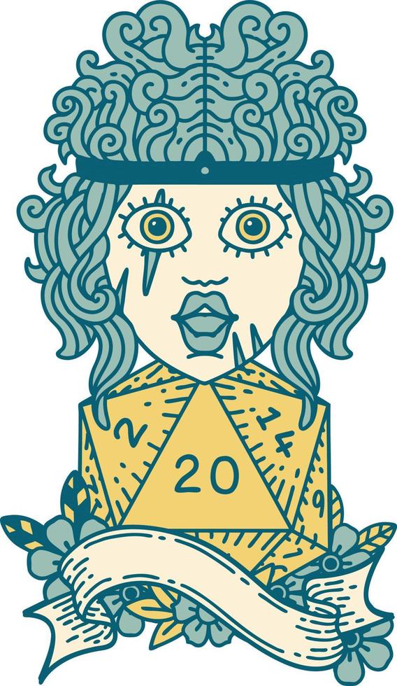 human barbarian with natural twenty dice roll illustration vector