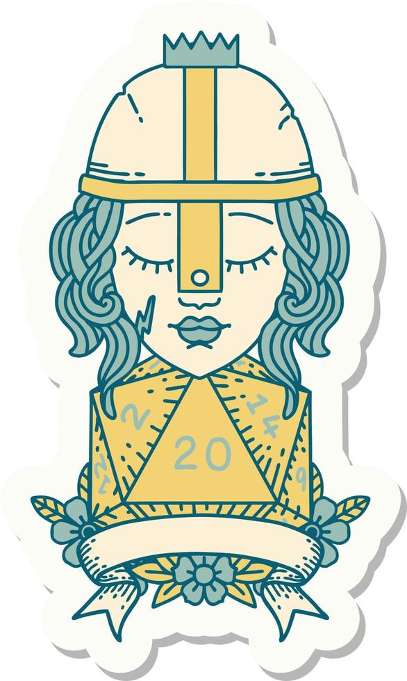 human fighter with natural 20 roll sticker vector