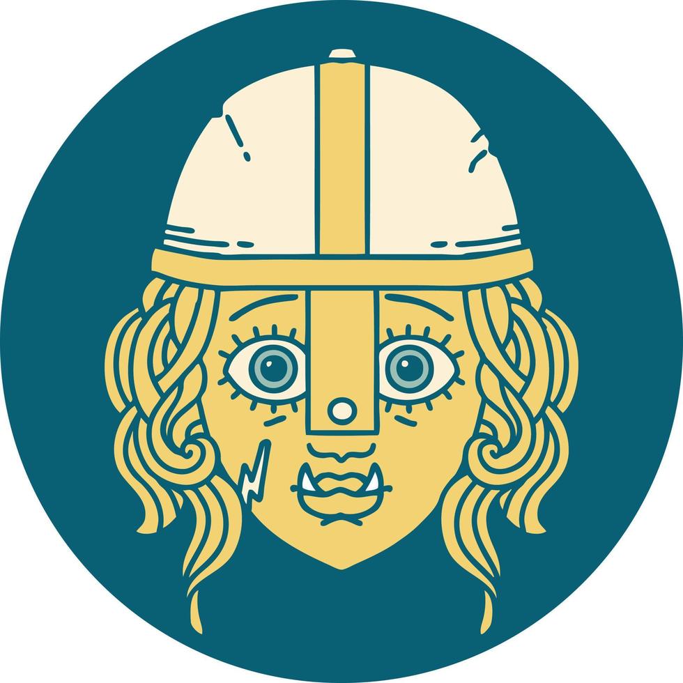 orc fighter character face illustration vector