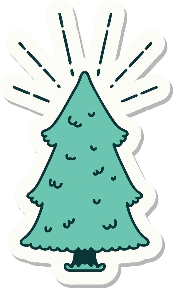 sticker of tattoo style pine tree vector