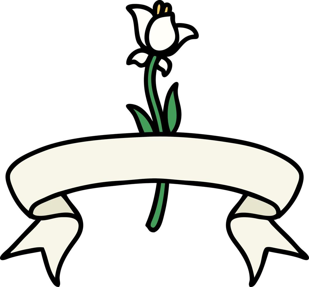 tattoo with banner of a lily vector