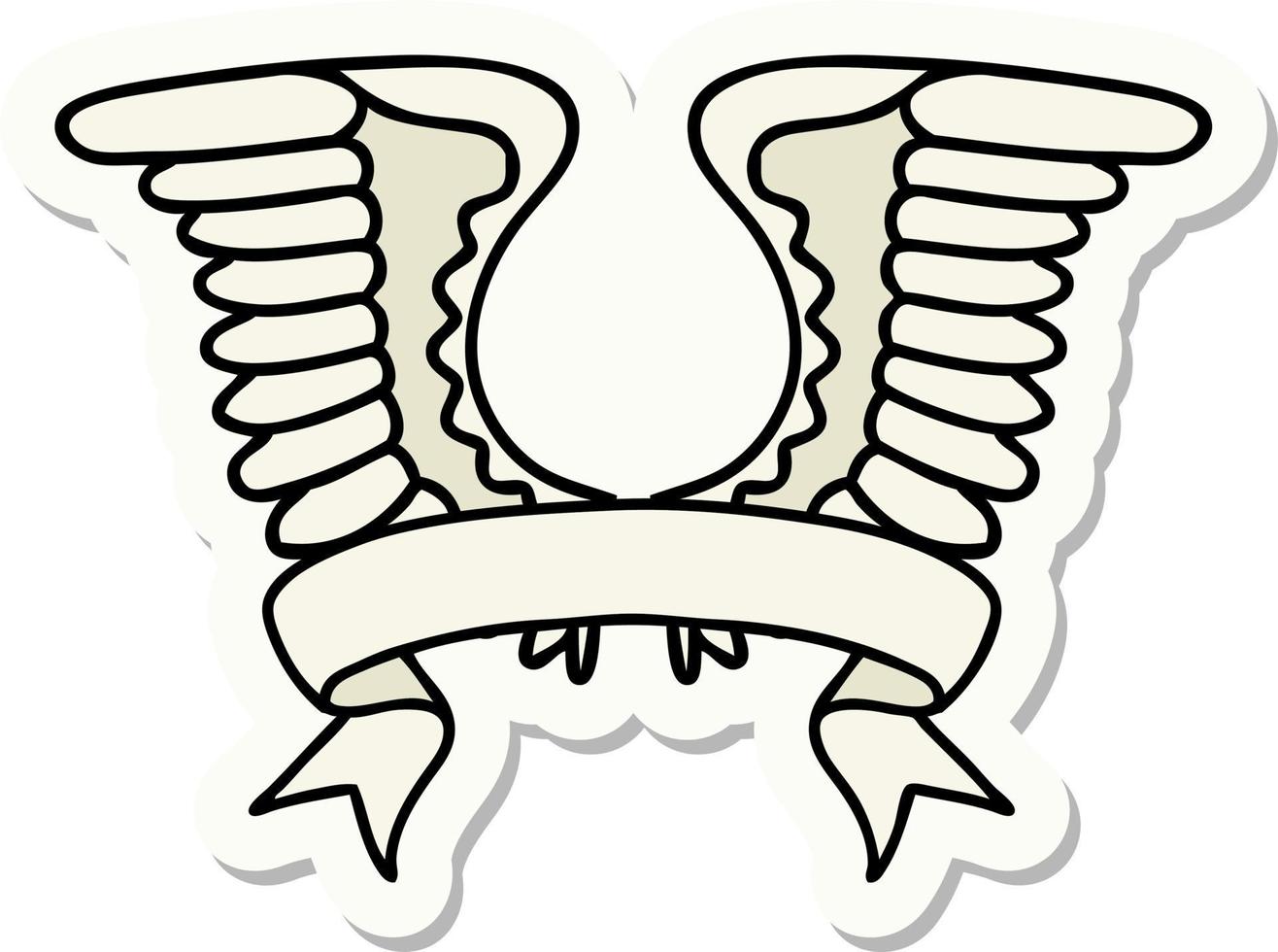 tattoo sticker with banner of a wing vector