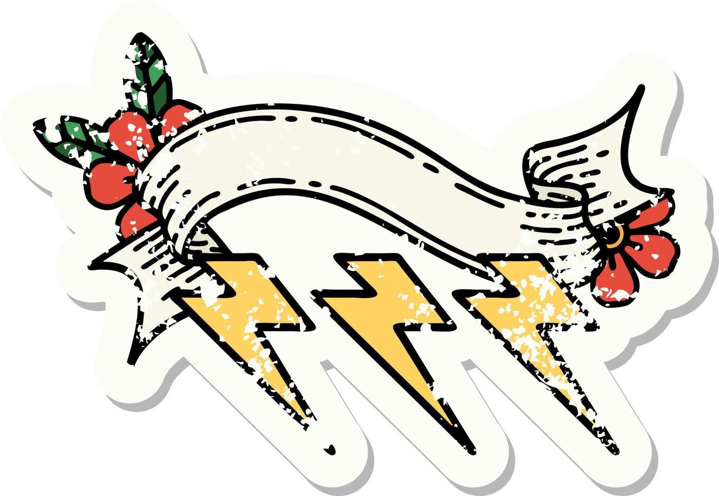 grunge sticker with banner of lightning  bolts vector
