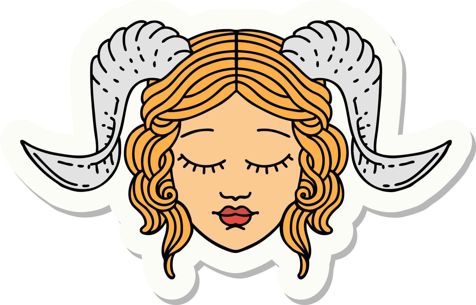 tiefling character face sticker vector