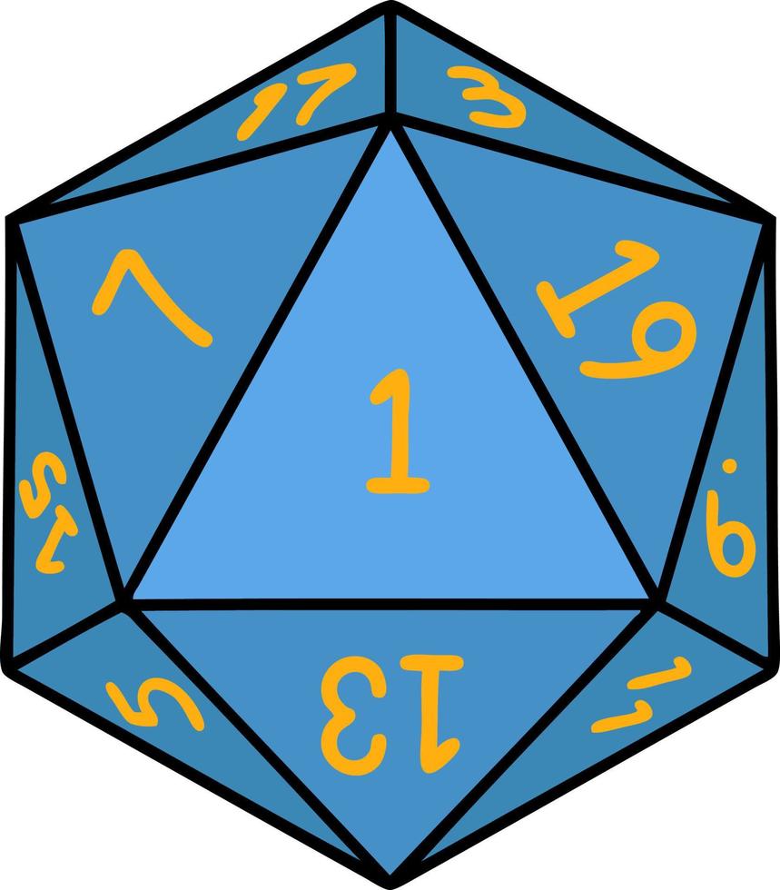 natural 1 D20 dice roll illustration vector