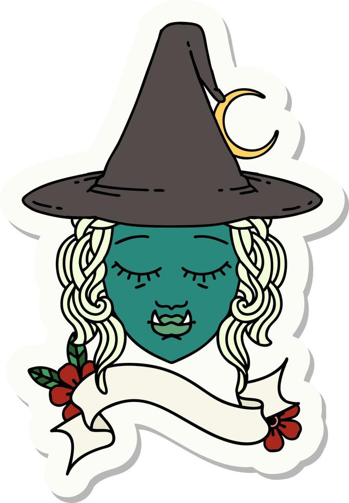 half orc witch character face sticker vector