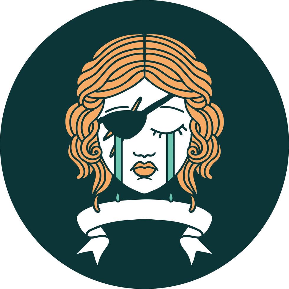 crying human rogue with banner icon vector