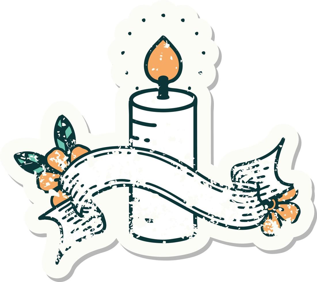 grunge sticker with banner of a candle vector